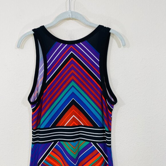 Calvin Klein Maxi Dress size 4 Sleeveless Geometric Pattern Multicolor Stretch - Picture 5 of 6